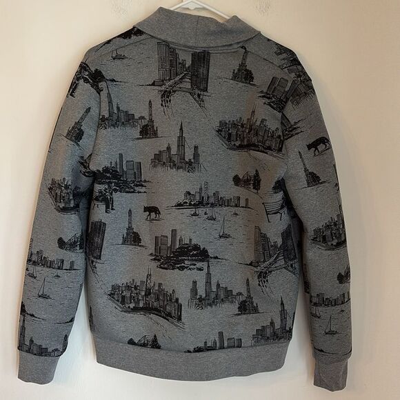 Greyson City of Wolves shawl cardigan gray black men golf preppy sweater SM NWT - Picture 9 of 11